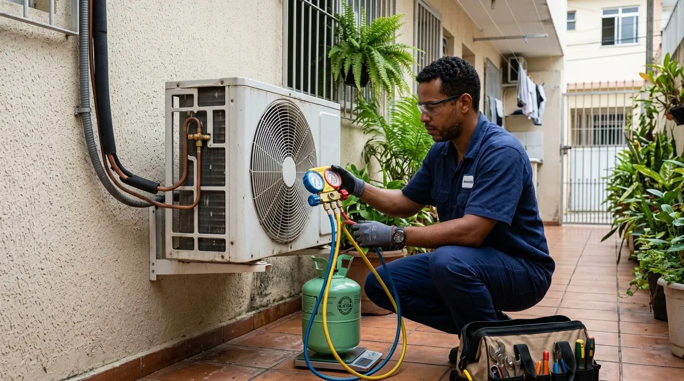 Instalação da condensadora em Piracicaba‑SP