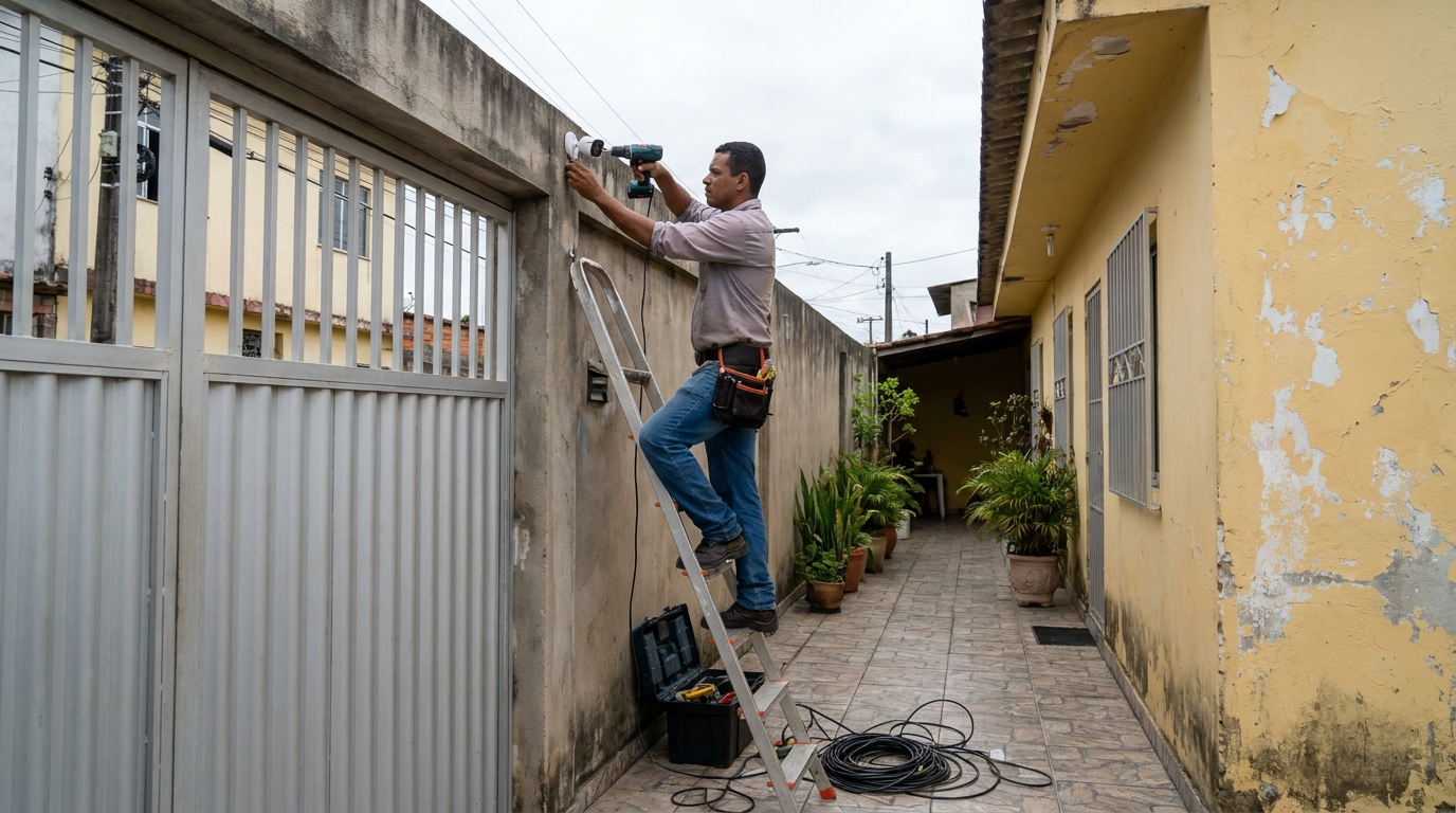 Passagem de cabeamento em Piracicaba‑SP